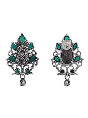 Elegant oxidised green and grey earring set for women and girls 4