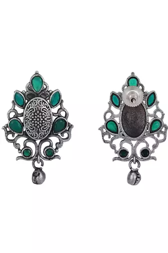 Elegant oxidised green and grey earring set for women and girls