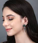Elegant oxidised green and grey earring set for women and girls