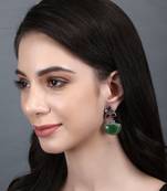 Elegant oxidised red and green earring set for women and girls