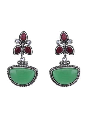 Elegant oxidised red and green earring set for women and girls 3