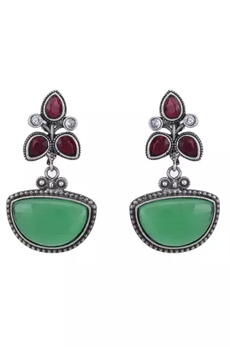 Elegant oxidised red and green earring set for women and girls