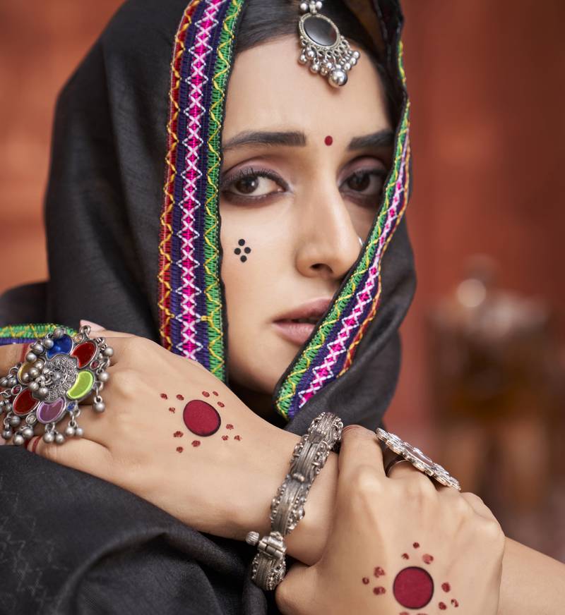 Yellow Colored Gamthi And Mirror Work On Patola Print Mix Cotton Silk Lehenga Choli For Navratri Garba