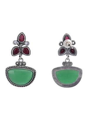 Elegant oxidised red and green earring set for women and girls 4