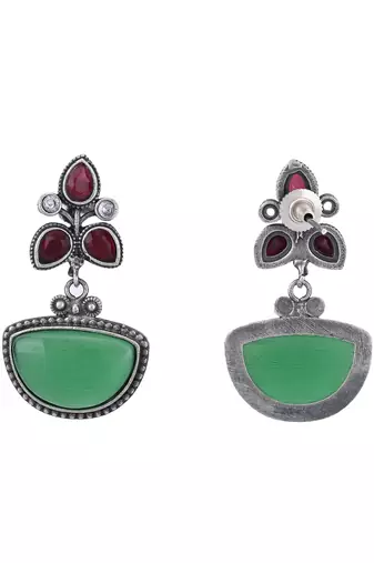 Elegant oxidised red and green earring set for women and girls