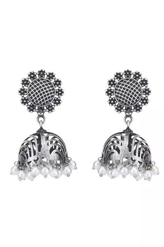 Classic oxidised grey earring set for women and girls