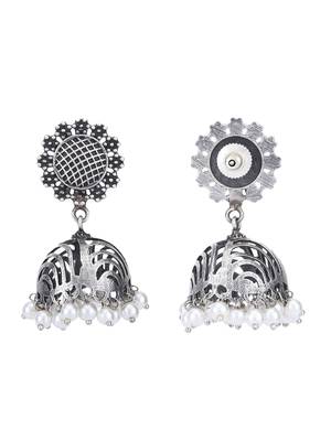 Classic oxidised grey earring set for women and girls 4