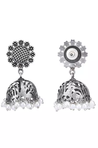 Classic oxidised grey earring set for women and girls