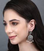 Classic oxidised grey earring set for women and girls