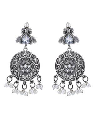 Classic oxidised grey earring set for women and girls 3