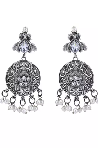 Classic oxidised grey earring set for women and girls