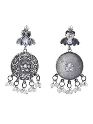 Classic oxidised grey earring set for women and girls 4