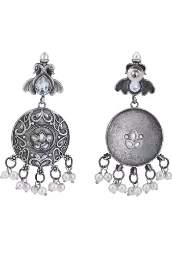 Classic oxidised grey earring set for women and girls