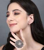 Elegant oxidised red,blue and yellow earring set for women and girls