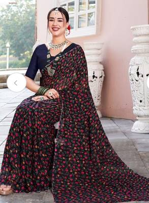Light Weight Georgette Chiffon Saree 1