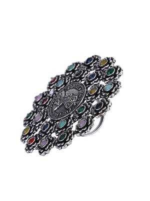 Elegant oxidised red,blue and yellow earring set for women and girls 5