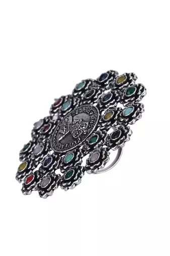 Elegant oxidised red,blue and yellow earring set for women and girls