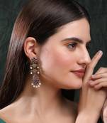 Elegant oxidised red and gold earring set for women and girls