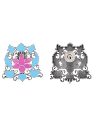 Elegant oxidised blue and pink earring set for women and girls 4