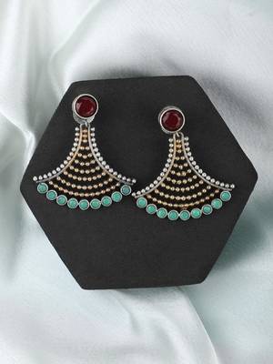 Elegant oxidised red and green earring set for women and girls 1