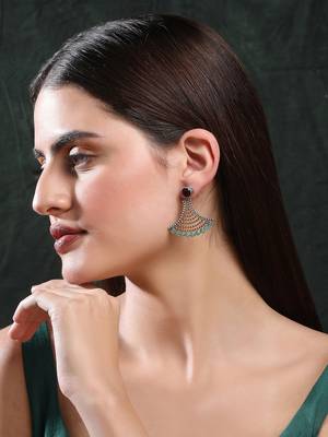 Elegant oxidised red and green earring set for women and girls 2