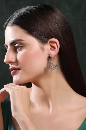 Elegant oxidised red and green earring set for women and girls