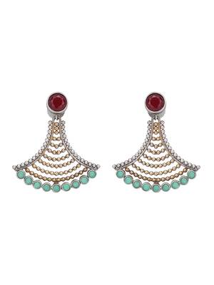Elegant oxidised red and green earring set for women and girls 4
