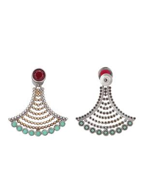Elegant oxidised red and green earring set for women and girls 5