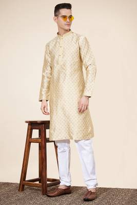 White Heavy Jacquard And Pintex World Embroidered Kurta Pajama 1