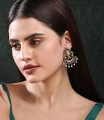 Elegant oxidised red and gold earring set for women and girls