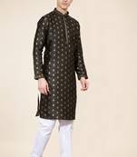 Brown Heavy Jacquard And Pintex World Embroidered Kurta Pajama