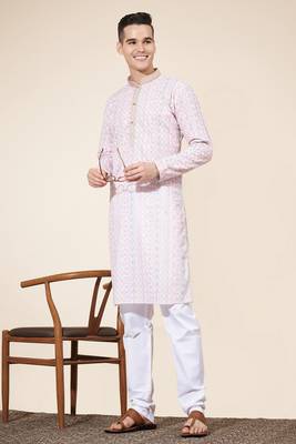 Multicolor Pure Silk Jequard Embroidered Kurta Pajama 1