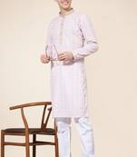 Multicolor Pure Silk Jequard Embroidered Kurta Pajama