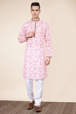 Multicolor Pure Silk Jequard Embroidered Kurta Pajama 1