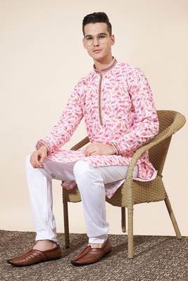 Multicolor Pure Silk Jequard Embroidered Kurta Pajama 2