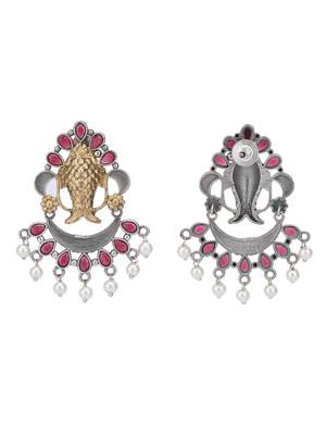 Elegant oxidised red and gold earring set for women and girls 4