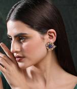 Elegant oxidised pink and blue earring set for women and girls