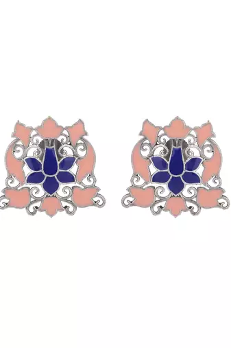 Elegant oxidised pink and blue earring set for women and girls