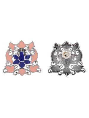 Elegant oxidised pink and blue earring set for women and girls 4