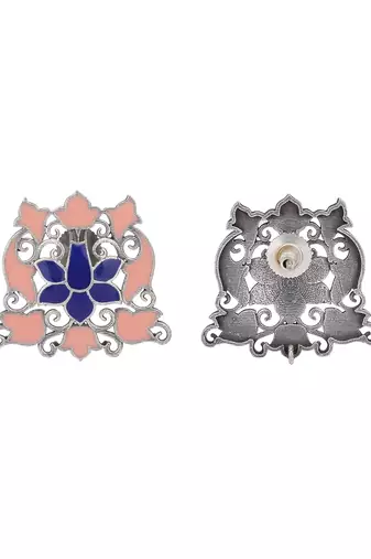 Elegant oxidised pink and blue earring set for women and girls