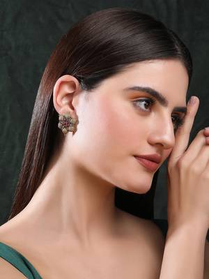 Classic oxidised red and gold earring set for women and girls 1
