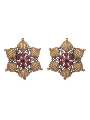 Classic oxidised red and gold earring set for women and girls 3