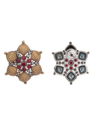 Classic oxidised red and gold earring set for women and girls 4