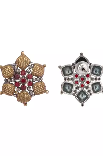 Classic oxidised red and gold earring set for women and girls