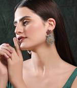 Classic oxidised red and silver earring set for women and girls