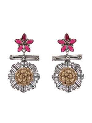 Classic oxidised red and silver earring set for women and girls 3
