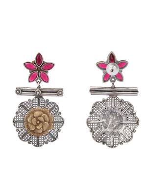 Classic oxidised red and silver earring set for women and girls 4