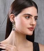 Classic oxidised green and red earring set for women and girls