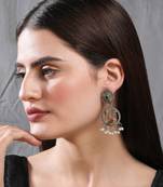 Elegant oxidised gold and grey earring set for women and girls