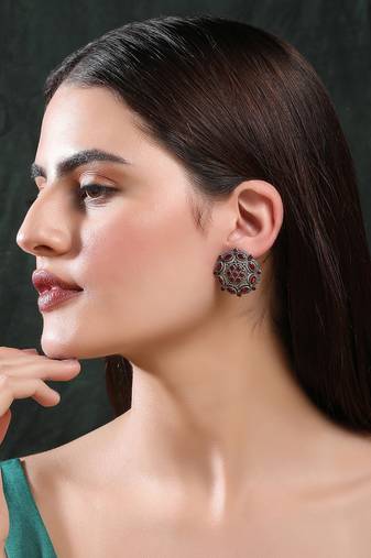 Elegant oxidised red earring set for women and girls
